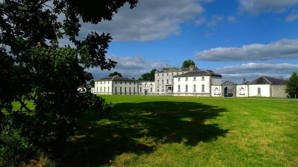 A picture of Strokestown House from a distance.